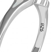 Mother of Pearl Sea Shell Silver Drops Ring, r478